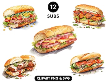 Sub sandwiches clipart SVG, Sandwich clipart, Food illustrations clipart, png bundle, SVG Bundle, Digital Download