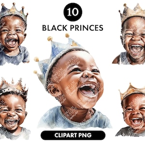 Black Princes clipart, Adorable black child boy, Black children clipart, Black people png, Digital download, Scrapbooking, Clipart png
