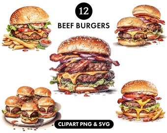 Beef burgers clipart, Fast food clipart, Junk food clipart, Food illustration clipart, png bundle, SVG Bundle, Digital Download, Clipart