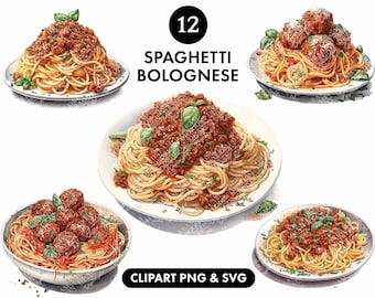 Spaghetti Bolognese clipart, SVG clipart, Food illustration clipart, SVG Bundle, png bundle, Digital Download
