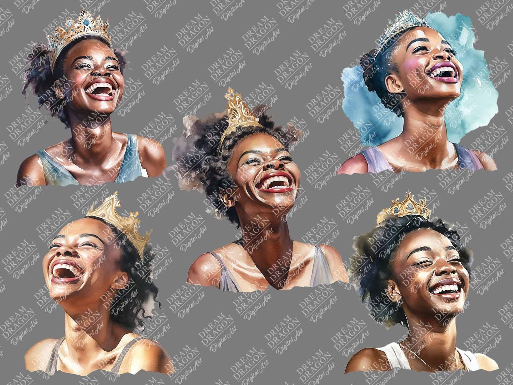 Black Women Wearing Crowns, Black Queens Clipart, Black Women Clipart