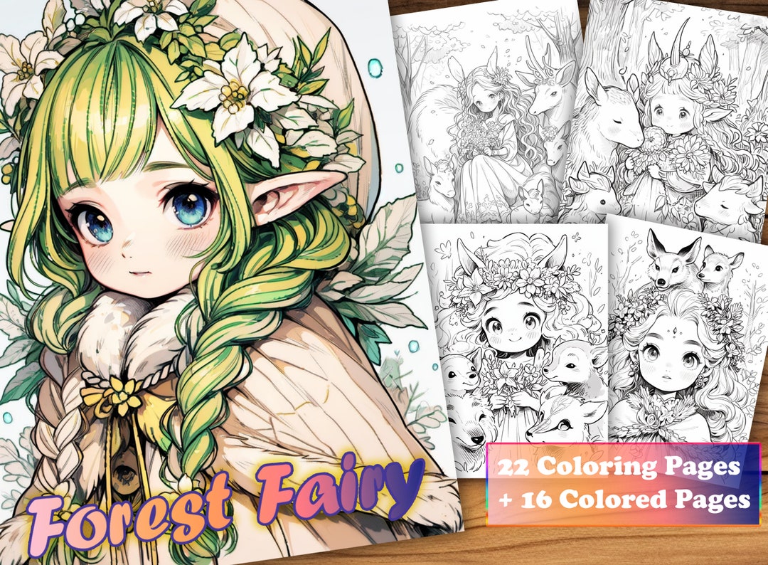 Enchanted Forest Fairy Coloring Art Pagesinstant Download - Etsy