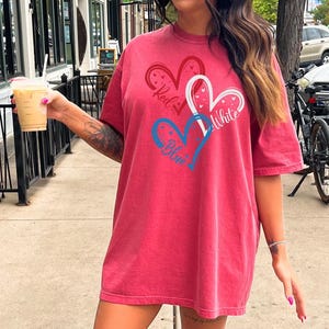 Comfort Colors® Red White Blue Heart Shirt, Fourth of July Shirt, USA Flag Shirt, Independence Day, American Flag Shirt, 4Th Of July Shirt