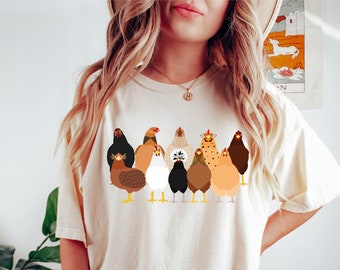 Comfort Colors® Cute Chicken Shirt, Fall Chicken Shirt, Women Chicken Shirt, Cute Fall Shirt, Animal Shirt, Farmer Shirt, Cottagecore Shirt