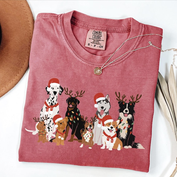 Comfort Colors® Christmas Dogs Shirt : Festive Holiday Gift, Xmas Dog Lover Gift