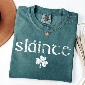 Comfort Colors® Retro Slainte Shirt, Womens Lucky Shirt, St Patricks Day Shirt, Shamrock Shirt, Cute Patricks Day Shirt, Funny Irish Shirt image 3