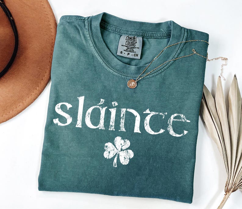 Comfort Colors® Retro Slainte Shirt, Womens Lucky Shirt, St Patricks Day Shirt, Shamrock Shirt, Cute Patricks Day Shirt, Funny Irish Shirt image 3