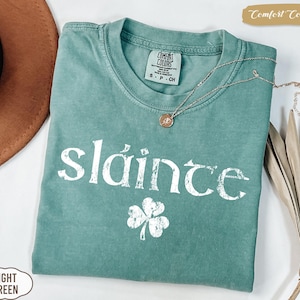 Comfort Colors® Retro Slainte Shirt, Womens Lucky Shirt, St Patricks Day Shirt, Shamrock Shirt, Cute Patricks Day Shirt, Funny Irish Shirt image 1