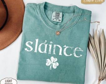 Comfort Colors® Retro Slainte Shirt, Womens Lucky Shirt, St Patricks Day Shirt, Shamrock Shirt, Cute Patricks Day Shirt, Funny Irish Shirt