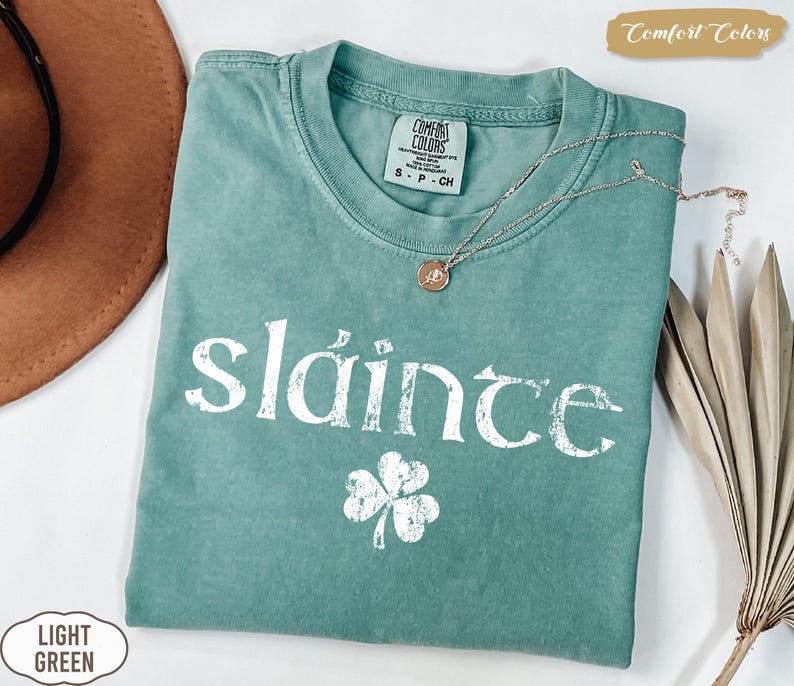 Comfort Colors® Retro Slainte Shirt, Womens Lucky Shirt, St Patricks Day Shirt, Shamrock Shirt, Cute Patricks Day Shirt, Funny Irish Shirt image 1