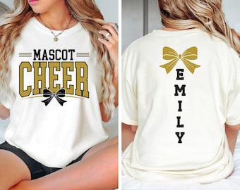 Comfort Colors® Personalized Football Cheer Mascot Shirt, Cheer Mom With Name Shirt, Team Name Cheer Squad Shirt, Custom Cheer Shirt