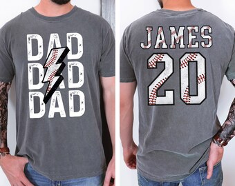 Custom Baseball Dad Shirt, Dad Baseball Tee, Sports Dad Shirt, Baseball Shirt for Him, Father Baseball Gift from Kids, Mens Baseball Shirt