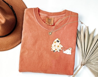 Chemise pour chien fantôme ute Comfort Colors®, cadeau d'Halloween pour les amoureux des chiens, chemise pour chien d'Halloween, saison effrayante, chemise d'Halloween pour femme, t-shirt graphique d'automne