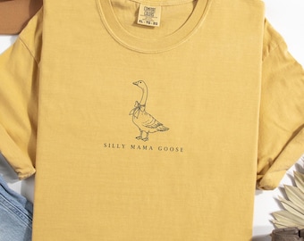 Comfort Colors® Mama Goose Shirt, First Mothers Day Gift, One Silly Goose Shirt for Mom, Goose Family Shirt, Pregnancy Announcement Gift