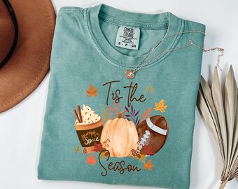 Comfort Colors® Tis The Season Shirt, Fall Football Season Shirt, Fall Football Game Shirt, Fall Pumpkin Shirt, Football Game Day Shirt