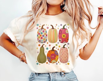 Comfort Colors® Floral Cute Pumpkin Shirt, Pumpkin Patch Outfit, Fall Harvest Family Shirt