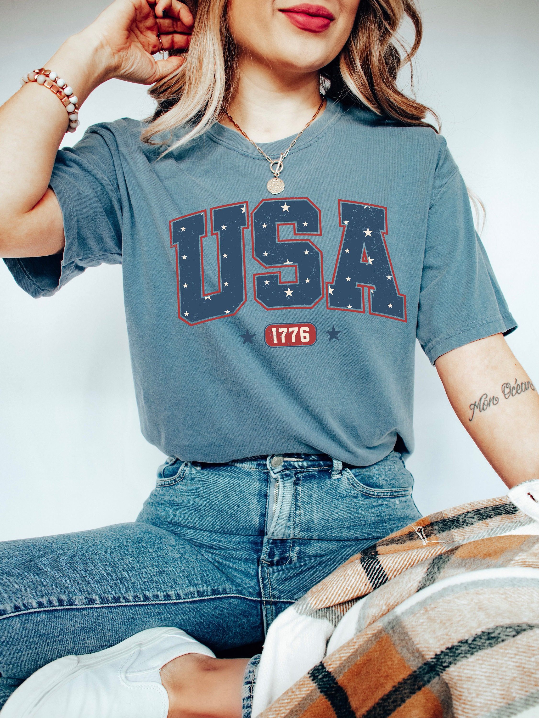 Comfort Colors® Womens USA Est 1776 Shirt, 4th Of July Shirt, Independence Day Shirt, Fourth Of July Tee, Memorial Day Shirt,Patriotic Shirt