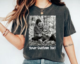 Comfort Colors® Custom Black & White Photo Shirt, Personalized Picture T-Shirt, Your Photo Shirt, Family Picture Tee, Logo Image Gift