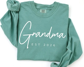 Comfort Colors® Custom Grandma Est Year Long Sleeve, Mothers Day Gift Nana