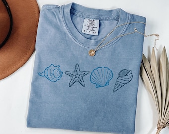 Comfort Colors® SeaShell Shirt, Beach Shirt, Summer Woman Shirt, Aesthetic Shirt, Ocean Lover Gift, SeaShell Shirt, Summer Vibes Shirt