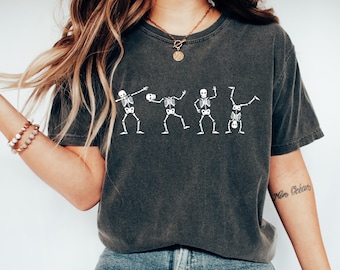 Comfort Colors® Dancing Skeleton Shirt, Womens Halloween Shirt, Halloween Party Shirt, Cute Skeleton Halloween Shirt, Halloween Costume Gift