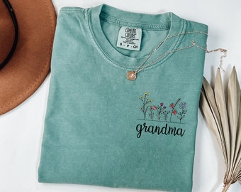 Comfort Colors® Personalize Floral Grandma Shirt, Mothers Day Gift For Grandma, New Nana Shirt, Granny Shirt, Gigi Mimi Shirt, Nana Shirt