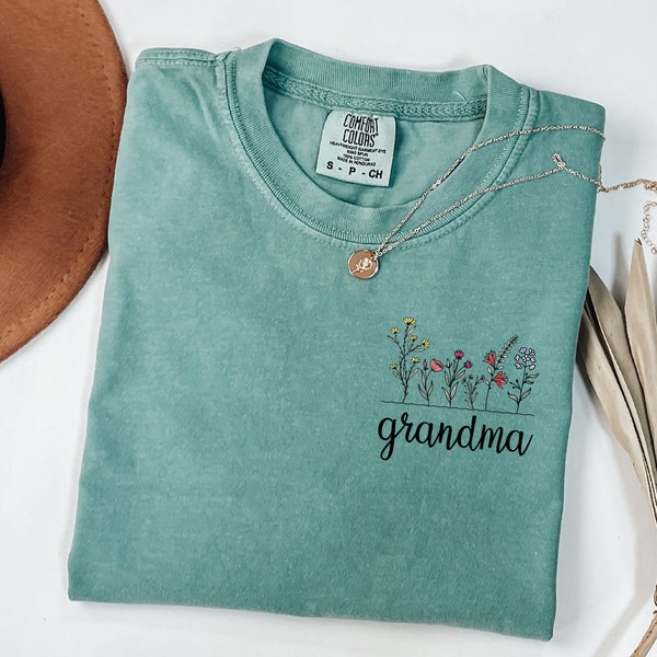 Comfort Colors® Personalize Floral Grandma Shirt, Mothers Day Gift For Grandma, New Nana Shirt, Granny Shirt, Gigi Mimi Shirt, Nana Shirt