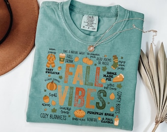 Comfort Colors® Fall Vibes Shirt, Womens Fall Shirt, Fall Time Shirt, Thanksgiving Shirt, T Is The Season, Pumpkin Shirt, Fall Graphic Tee