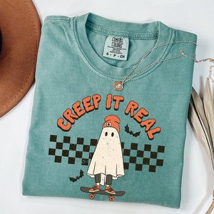 Comfort Colors® Retro Halloween Shirt, Creep it Real Shirt, Cute Ghost Halloween Shirt, Womens Halloween Gift, Trick Or Treat, Fall Shirt