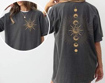 Comfort Colors® Celestial Shirt, Moon Phase Shirt, Moon And Sun Shirt, Lunar Cycle, Astronomy Shirt, Celestial Moon Shirt, Boho Moon Shirt