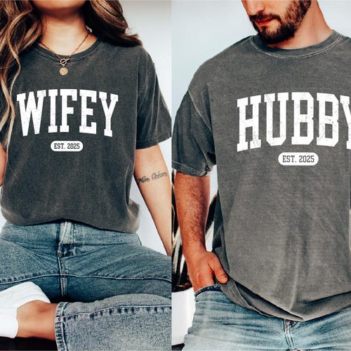 Comfort Colors®  Engagement Gift For Bride, Personalize Huband Wifey Shirt, Bridal Party Shirt, Honeymoon Shirt, Trendy Groom Wife Shirt