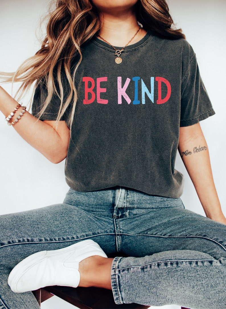 Comfort Colors® Be Kind Teacher Shirt, Choose Kindness Shirt, Retro Teacher Shirt, Back to School Shirt, Elementary School Teacher Shirt image 2