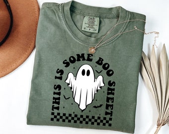 Comfort Colors® Cute Spooky Shirt, This Is Some Boo Sheet, Womens Ghost Shirt, Spooky Season, Halloween Party Shirt, Fall Graphic Tee