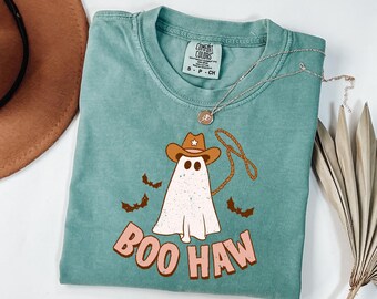 Comfort Colors® Boo Haw Western Shirt, Country Ghost Halloween Shirt, Retro Halloween Shirt, Womens Halloween Shirt, Cowgirl Halloween Shirt
