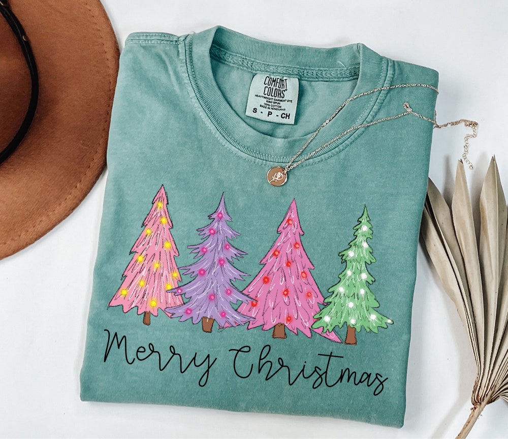 Gift For Christmas Comfort Colors® Merry Christmas Tree Shirt, Womens Christmas Shirt, Merry And Bright Shirt, Christmas Shirt, Holiday Shirt, Christmas Gift Womens Christmas