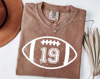 Comfort Colors® Football Kids Jersey Number Shirt, Football Season Mama T-Shirt, Gift For Sport Lover Mom Gift