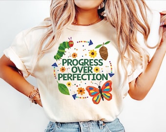 Comfort Colors® Cute Teacher Shirt, Progress Over Perfection, Back to School Shirt, Elementary School Teacher Shirt