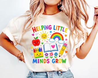 Comfort Colors® Inspirational Teacher Shirt, Helping Little Minds Grow, Back To School, Appreciation Gift, Sped Teacher T-Shirt