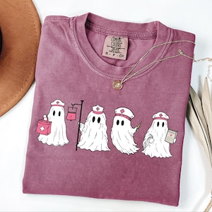 Comfort Colors® Ghost Nurse Halloween Shirt, Halloween Nurse Shirt, Spooky Nurse Shirt, Halloween Nurse Gift, Nurse Boo Crew Shirt, Fall Tee