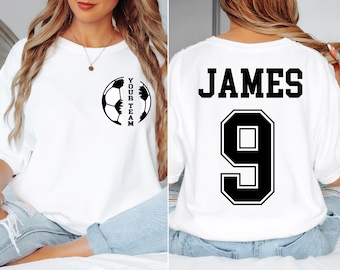 Comfort Colors® Personalize Team Soccer Mom Name & Number Shirt, Soccer Season Shirt