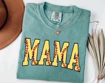 Comfort Colors®Softball Mama Shirt, Mothers Day Gift For Softball Mama Shirt, Softball Season Shirt, Sports Mom Tee, Jersey Number, Cool Mom