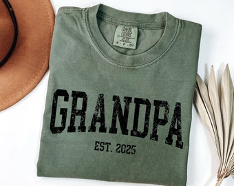 Comfort Colors® Retro Grandpa EST Shirt, Personalize Christmas Gift Grandpa, Grandpa Announcement, Fathers Day Shirt, Custom Grandpa Shirt