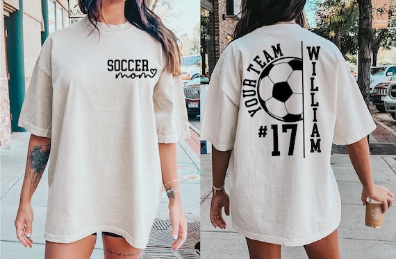 Comfort Colors® Personalized Soccer Mom Kids Name & Number Shirt, Custom Soccer Team Shirt, Gift for Soccer Mom, Soccer Season Shirt