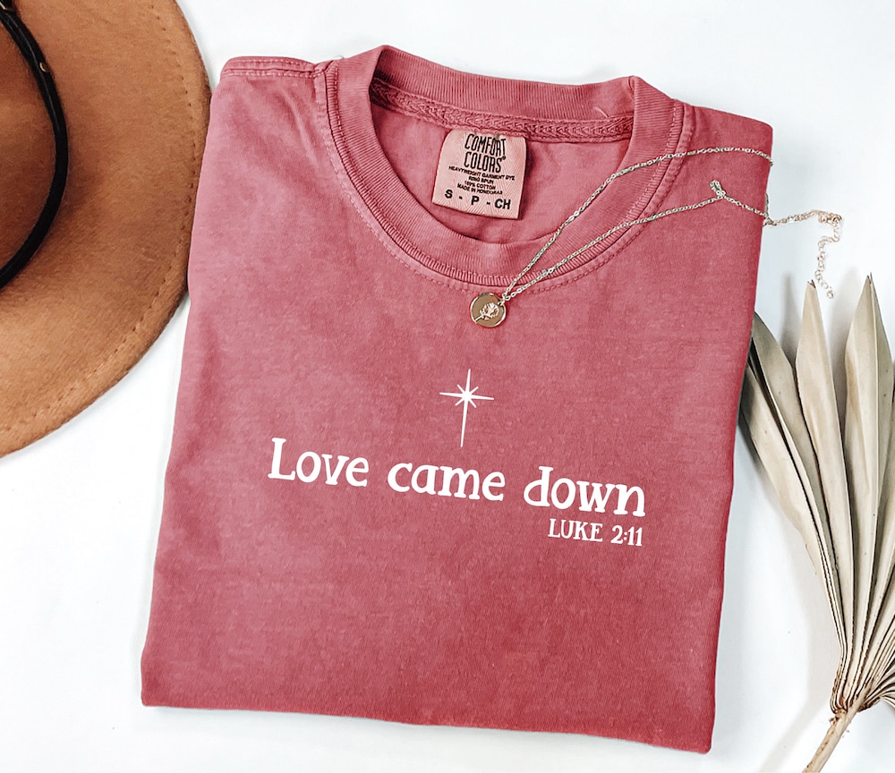 Religious Shirt Comfort Colors® Love Come Down Shirt, Christian Christmas Shirt, Jesus Lover Gift, Christmas Nativity, Womens Religion Shirt, Bible Verse Bible Verse Shirt