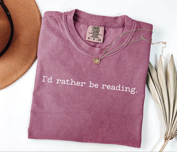 Comfort Colors® Bookworm Shirt, I'd Rather Be Reading, Cute Books Lover Shirt, Books Club Shirt, Bookish Shirt, Gift for Readers, Book Nerd