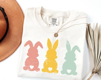 Comfort Colors® Easter Bunnies T-Shirt, Womens Easter Crew Shirt