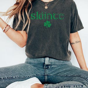 Comfort Colors® Retro Slainte Shirt, Womens Lucky Shirt, St Patricks Day Shirt, Shamrock Shirt, Cute Patricks Day Shirt, Funny Irish Shirt image 4