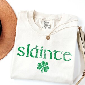 Comfort Colors® Retro Slainte Shirt, Womens Lucky Shirt, St Patricks Day Shirt, Shamrock Shirt, Cute Patricks Day Shirt, Funny Irish Shirt image 5