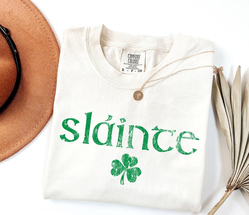 Comfort Colors® Retro Slainte Shirt, Womens Lucky Shirt, St Patricks Day Shirt, Shamrock Shirt, Cute Patricks Day Shirt, Funny Irish Shirt image 5
