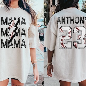 Comfort Colors® Baseball Mom Shirt, Custom Team Jersey Name & Number